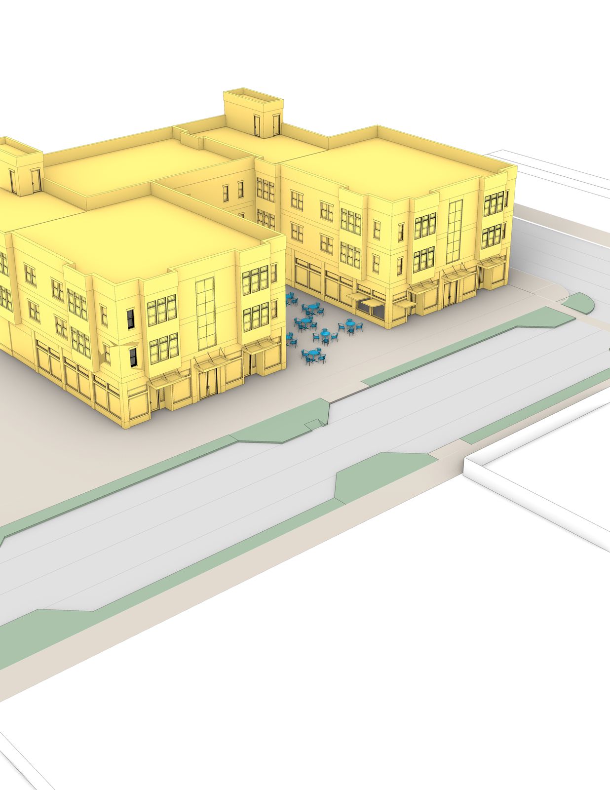 Main street road diet, isometric