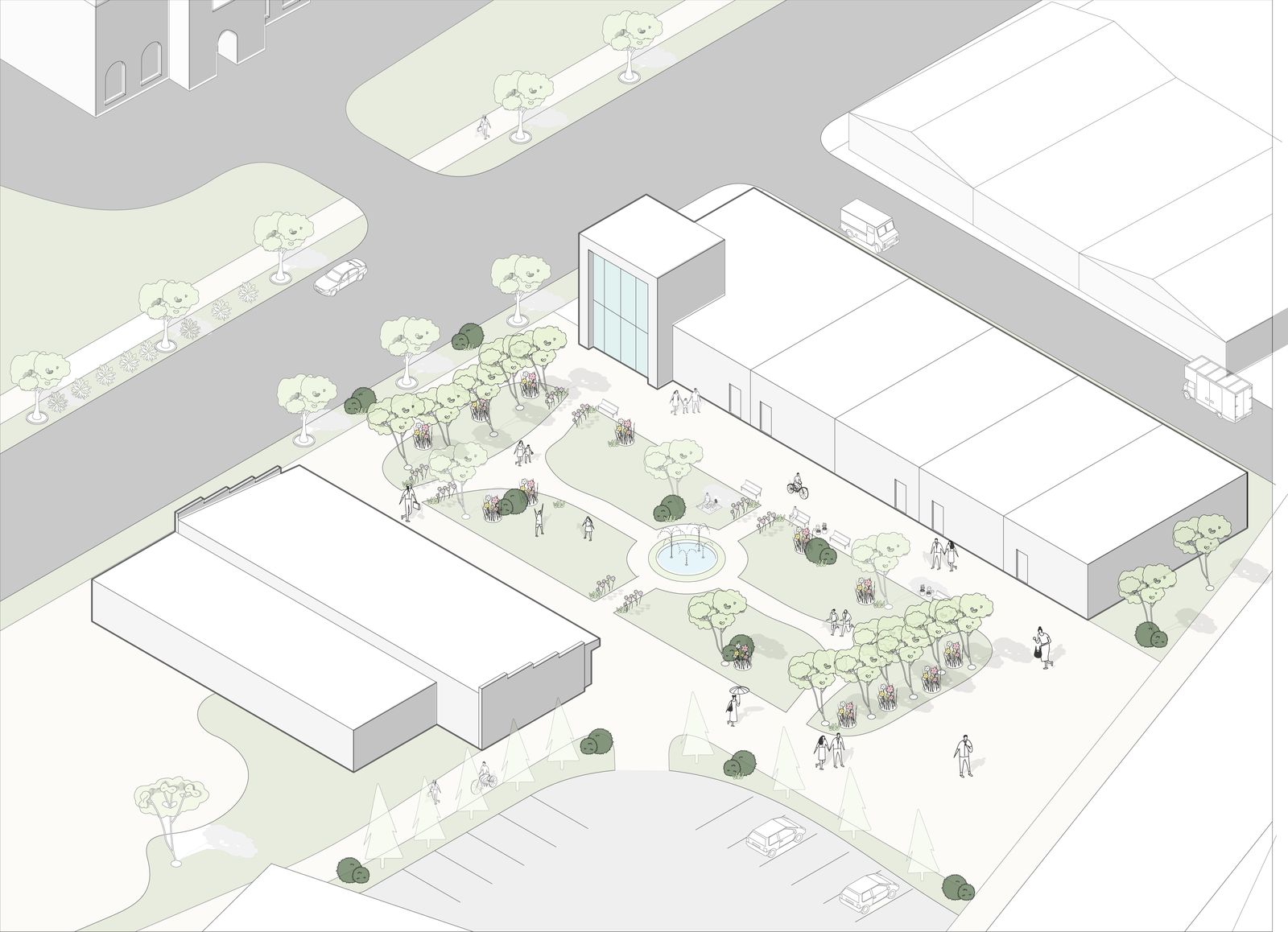 The plaza, illustrative