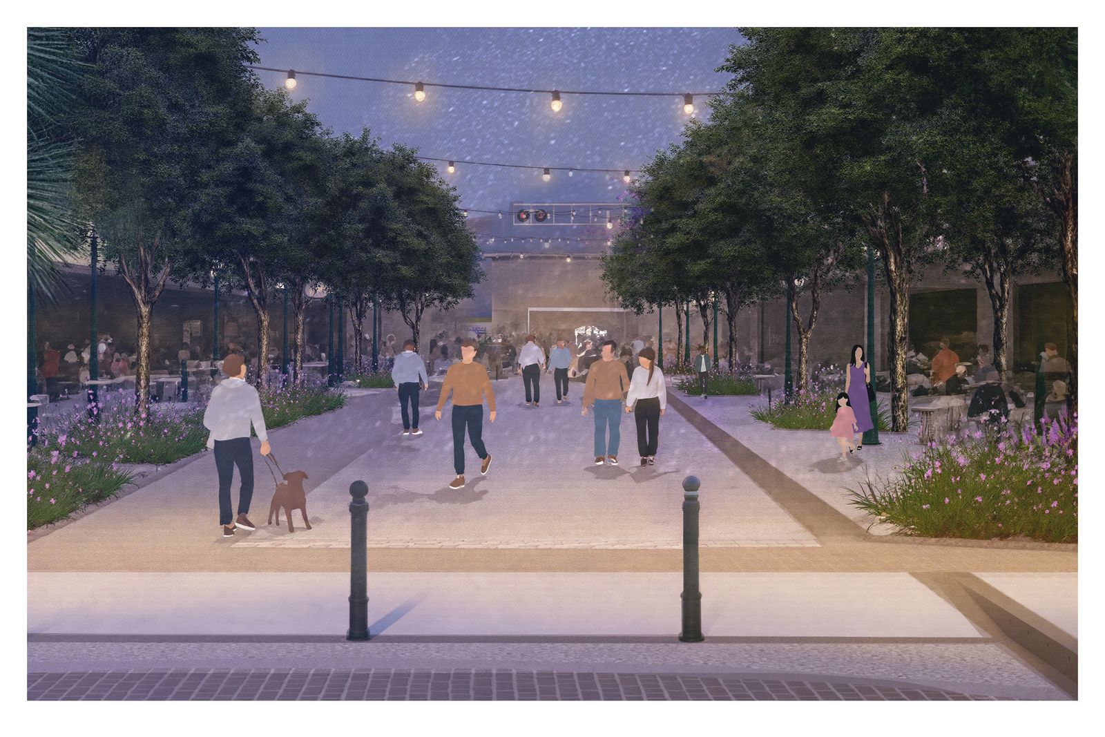 Streetscape board, night